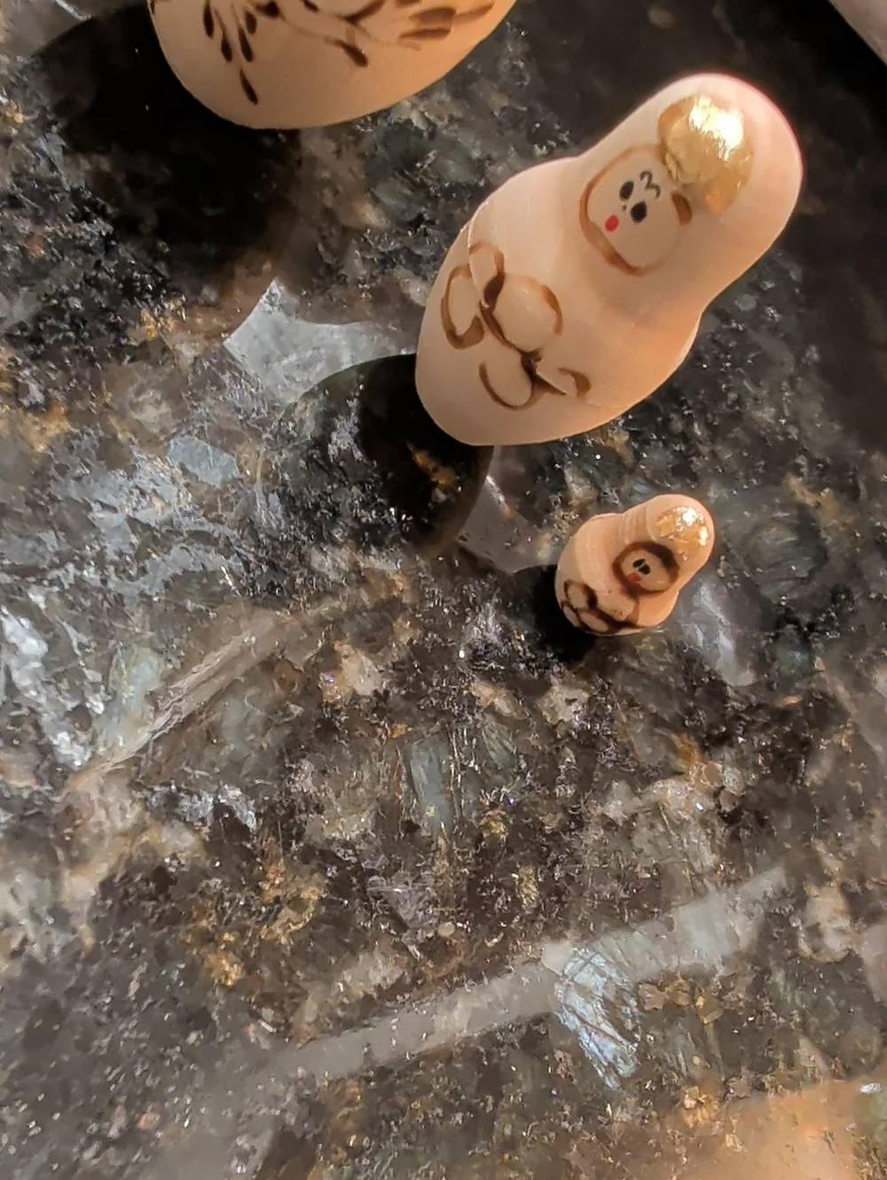 Hand-Painted Beige Matryoshka-Style Bird Toy
